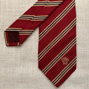 Gianni Versace Woven Striped Medusa Tie